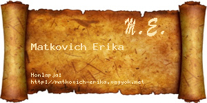 Matkovich Erika névjegykártya